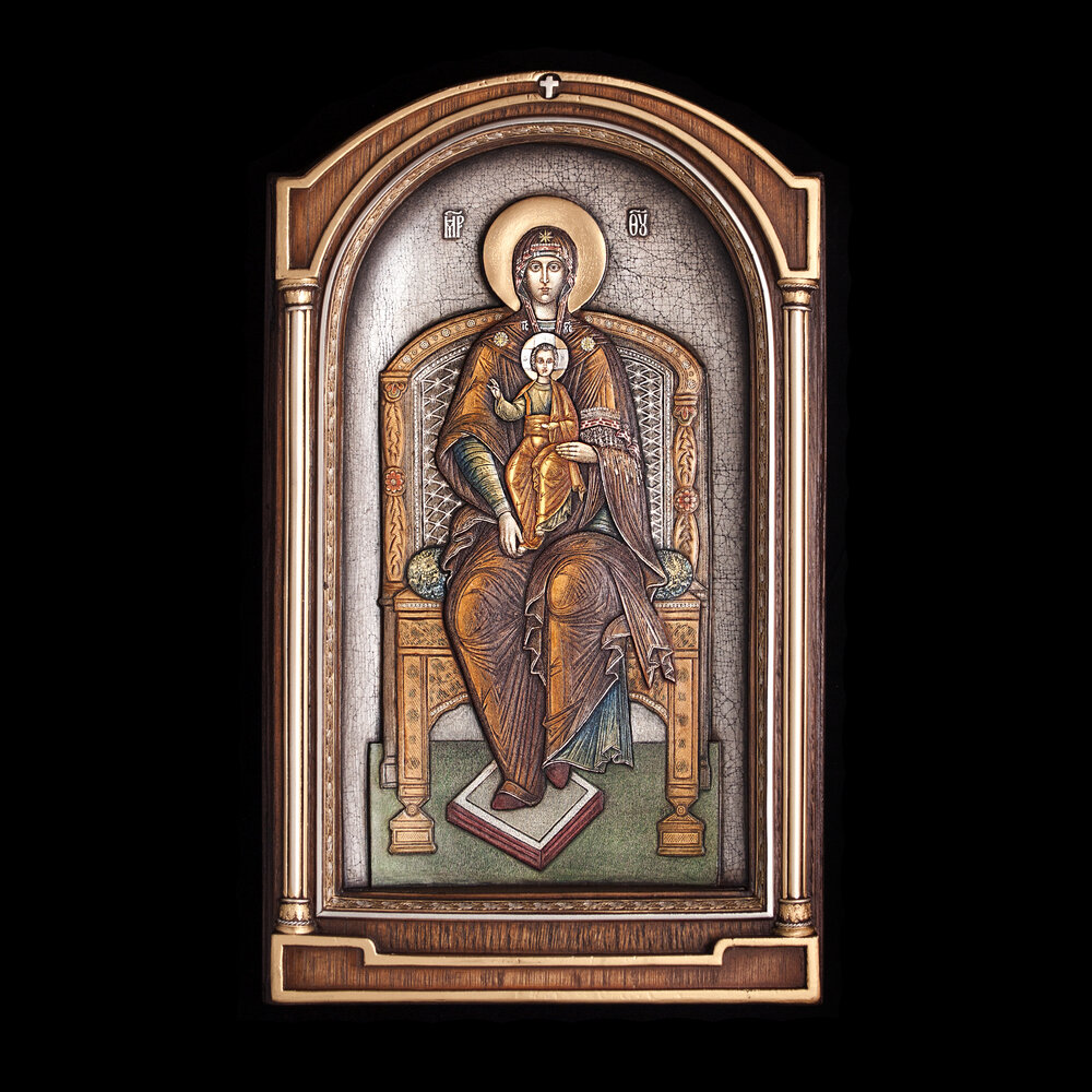 Icoană Maica Domnului cu Pruncul pe tron feb-149c