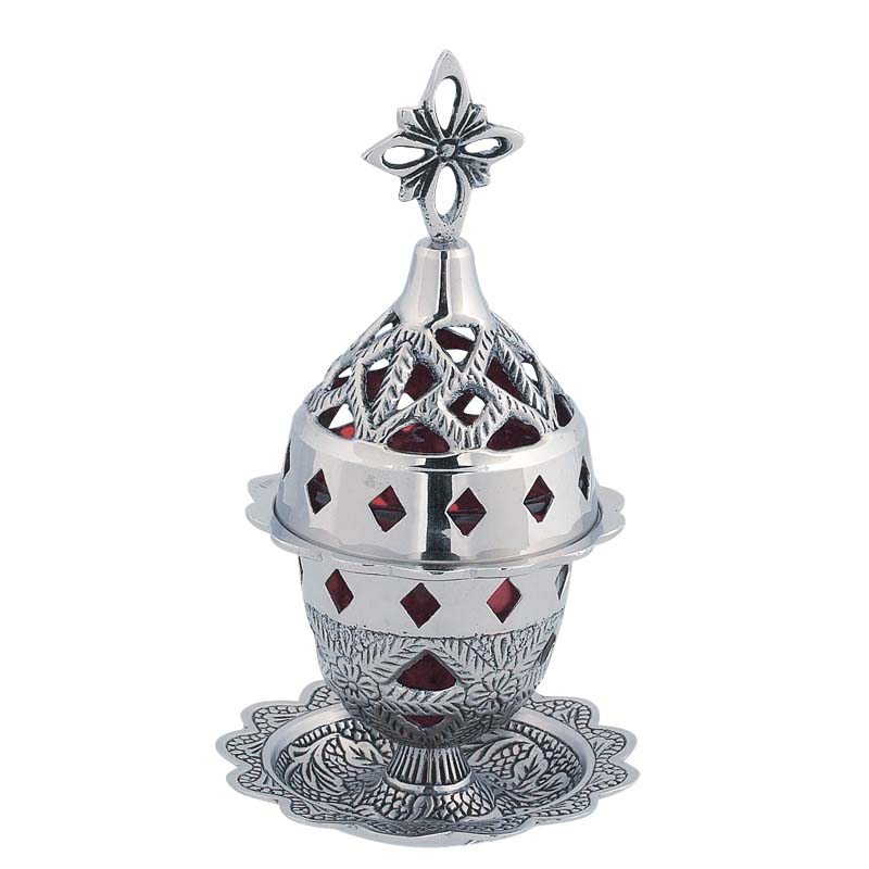 Candelă de masă cu tipsie, decupată și nichelată cu pahar inclus 9353n