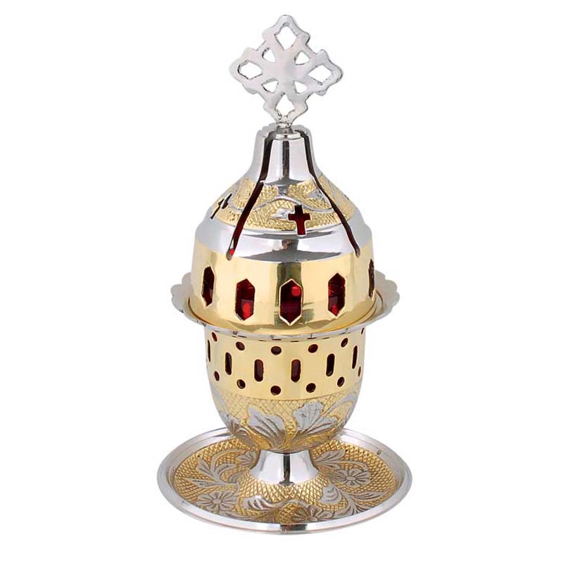 Candelă de masă alamită și nichelată cu tipsie și pahar inclus vap 9375gn