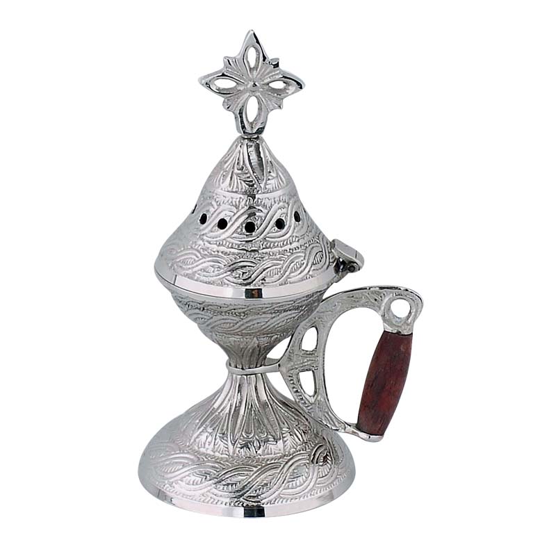 Cățuie nichelată cu mâner de lemn 9584n