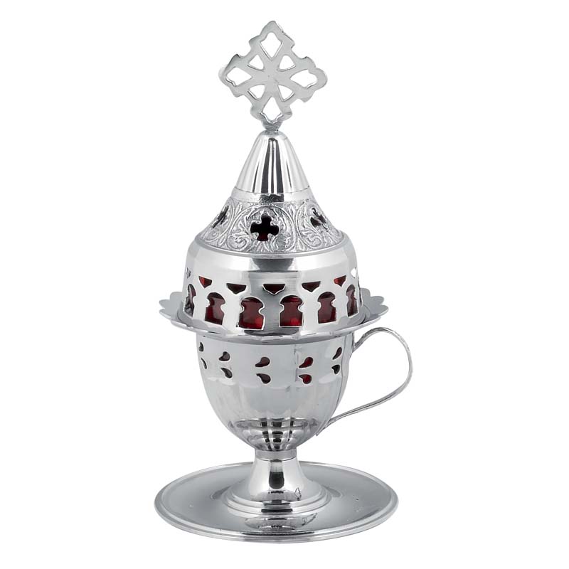 Candelă decupată de masă nichelată cu pahar inclus 9742n