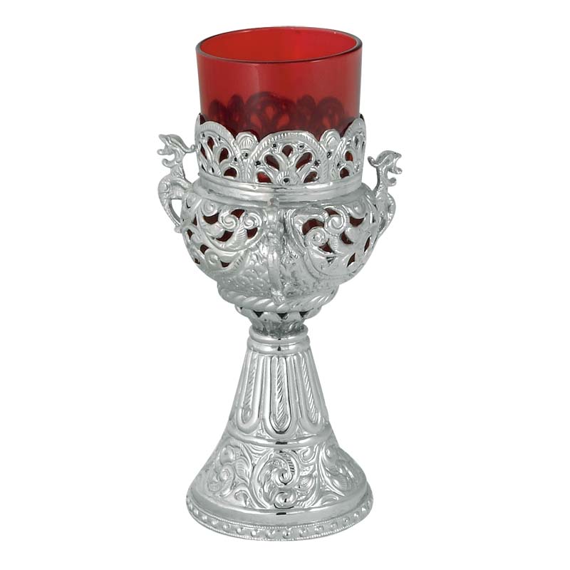 Candelă de masă nichelată cu pahar inclus 9854n