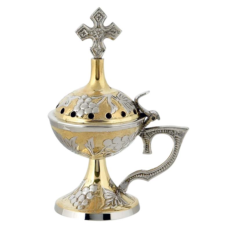 Cățuie bicoloră alamită și nichelată cu mâner 9991gn