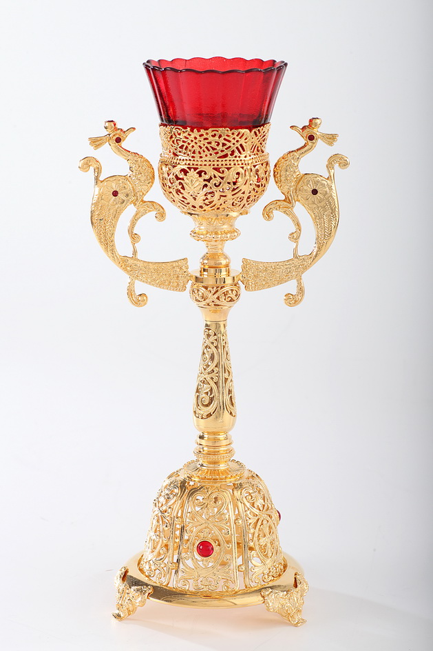 Candelă de masă aurită ornamentată cu pietre sof-3410112