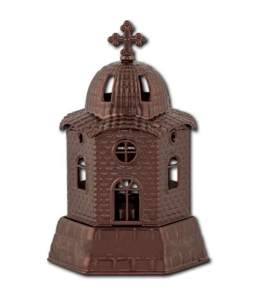 Candelă tip bisericuță din fontă - culoare bronz