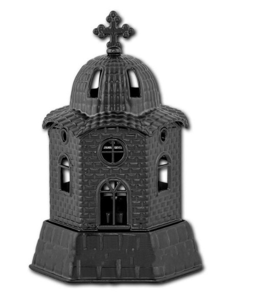 Candelă tip bisericuță din fontă - gri închis