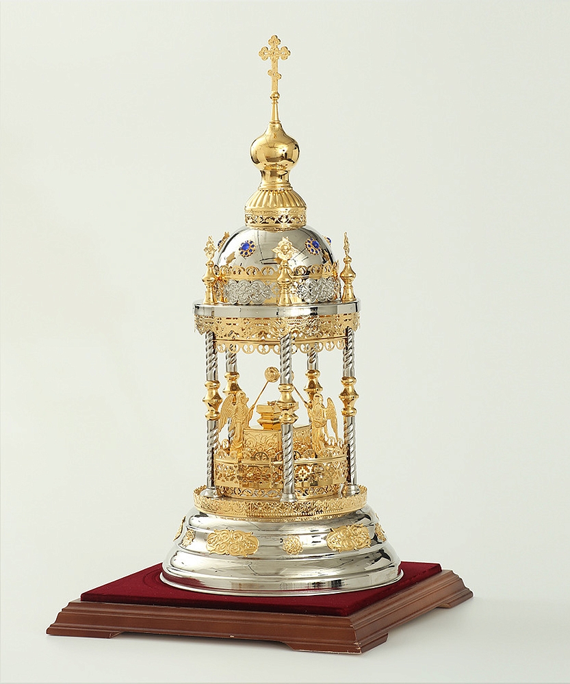 Chivot aurit și nichelat în formă de cupolă împodobit cu pietre sof-3120022