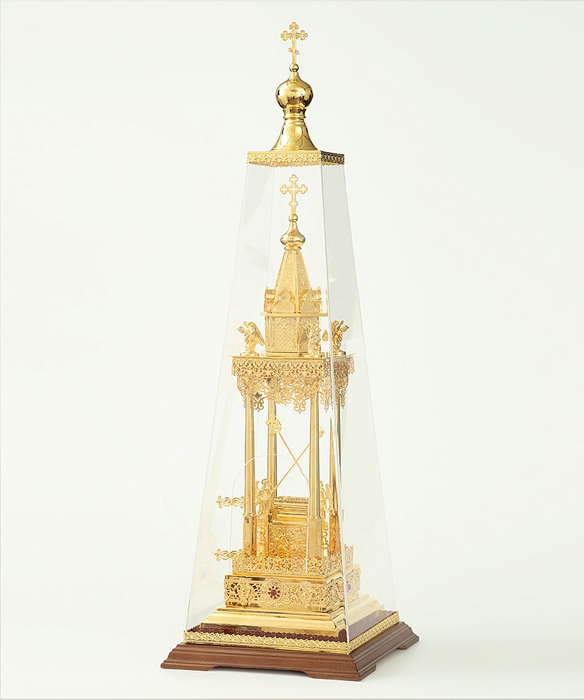 Chivot aurit cu pietre și cu suport protector din sticlă organică sof-3120024