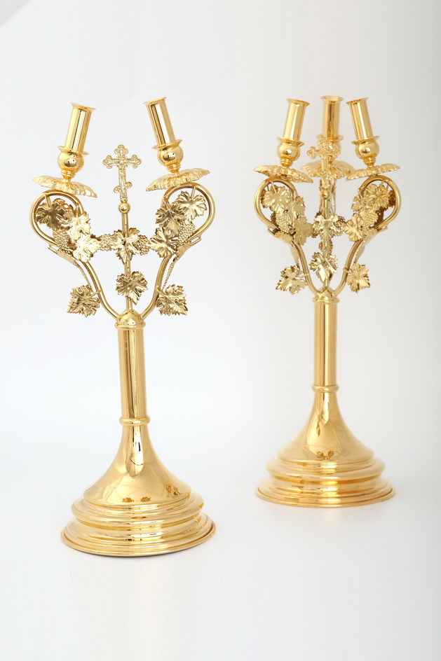 Set de dicher+tricher aurit și gravat decorat cu viță de vie metalică sof-3130476