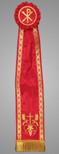 Ornament pentru dicher și tricher brodat din mătase cu monogramă XP și motive vegetale sof-4460143