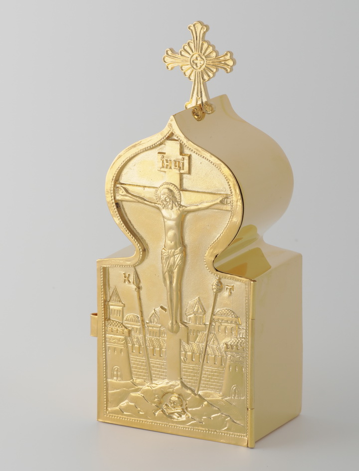 Trusă de împărtășanie mare pentru bolnavi și copii aurită și gravată sof-3130427