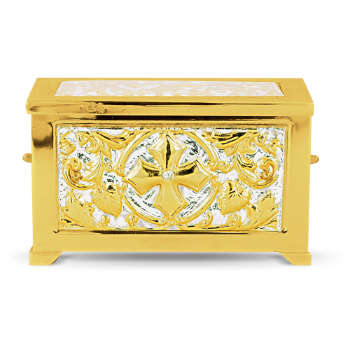 Cutie pentru sfinte moaște aurită și argintată 10-79