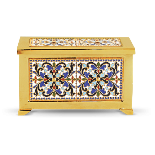 Cutie pentru sfinte moaște aurită și emailată 10-82