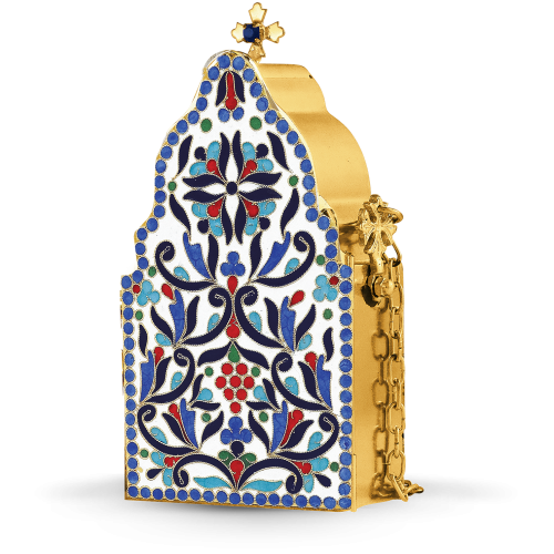 Trusă de împărtășanie aurită și ornamentată complet cu email 67-610