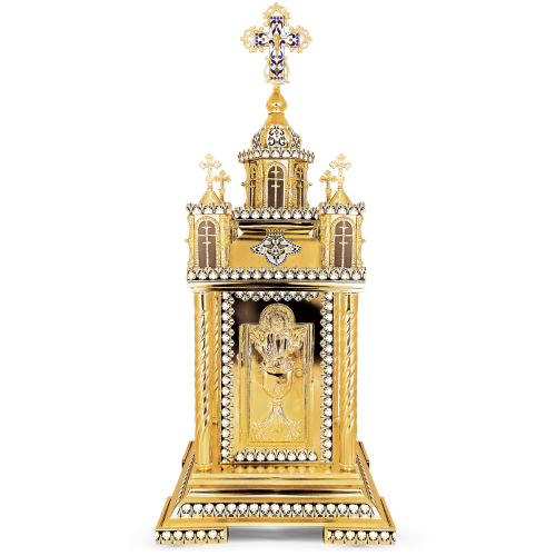 Chivot mare aurit și emailat model "Templu" 11-19
