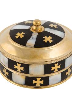 Cutie rotundă pentru tămâie sau suveniruri ornamentată cu sidef vap 357