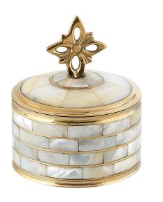 Cutie metalică pentru tămâie sau suveniruri ornamentată cu sidef 4084