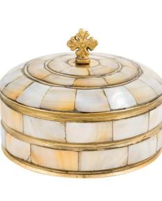 Cutie rotundă pentru tămâie sau suveniruri ornamentată cu sidef vap 675