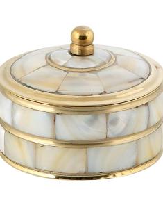 Cutie rotundă din alamă ornamentată cu sidef vap 81