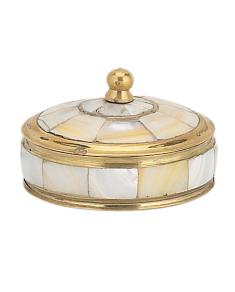 Cutie rotundă din alamă ornamentată cu sidef vap 9121