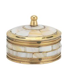 Cutie rotundă din alamă ornamentată cu sidef 9126