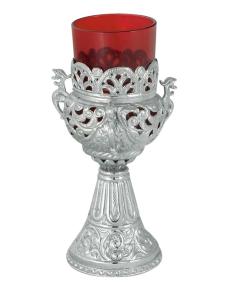 Candelă de masă nichelată cu pahar inclus 9854n