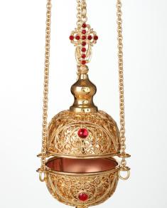 Cădelniță traforată aurită și lucrată în filigran cu pietre sof-5160013