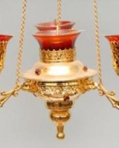 Candelă cu lanț aurită cu 4 brațe și ornamentată cu pietre sof-3410015
