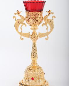 Candelă de masă aurită ornamentată cu pietre sof-3410112