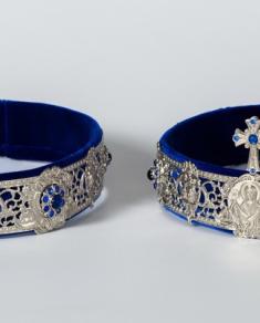 Set de cununii argintate și nichelate ornamentate cu pietre sof-3130191
