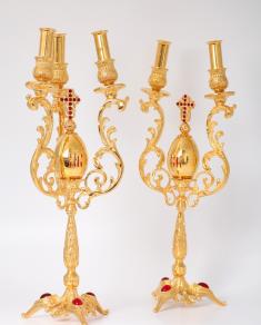 Set de dicher+tricher aurit și gravat ornamentat cu pietre prețioase și smalț sof-3130301