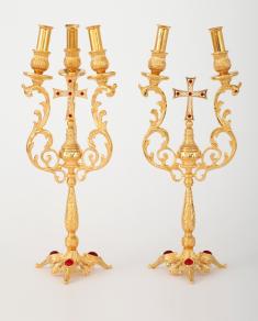 Set de dicher+tricher aurit și gravat ornamentat cu pietre prețioase și smalț sof-3130339