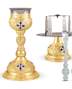Set de Sfinte Vase aurit ornamentat cu medalioane de email 350 ml 16-130