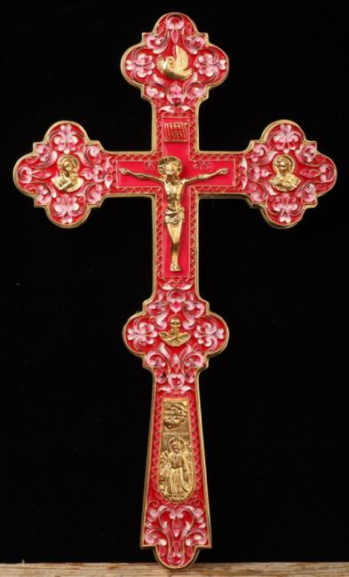 Cruce pentru Sfântul Altar aurită și gravată ornamentată cu pietre sof-au-email-3380092