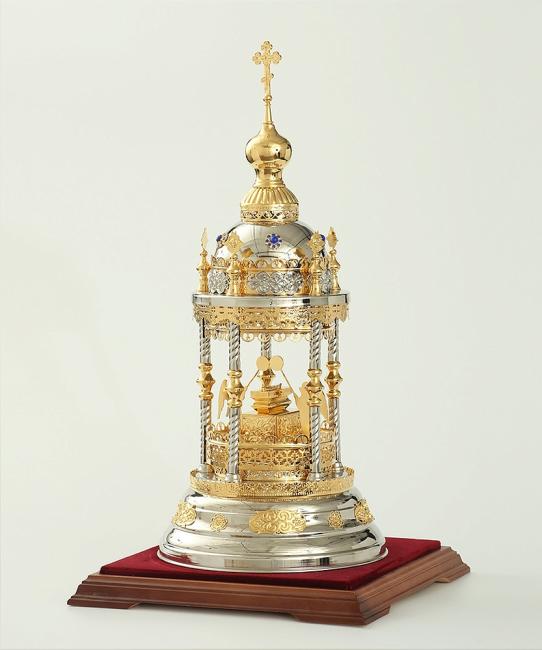 Chivot aurit și nichelat în formă de cupolă împodobit cu pietre sof-3120022