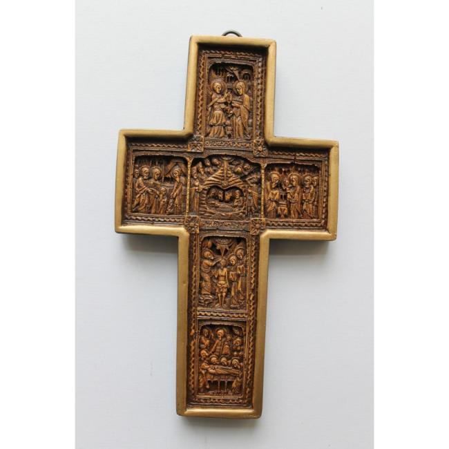 Crucifix sculptat în relief cu scene din viața Maicii Domnului feb-28a