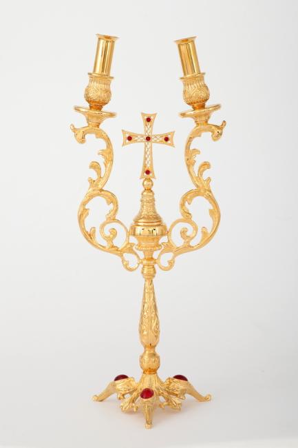 Set de dicher+tricher aurit și gravat ornamentat cu pietre prețioase și smalț sof-3130339