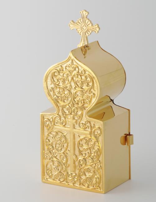 Trusă de împărtășanie mare pentru bolnavi și copii aurită și gravată sof-3130427